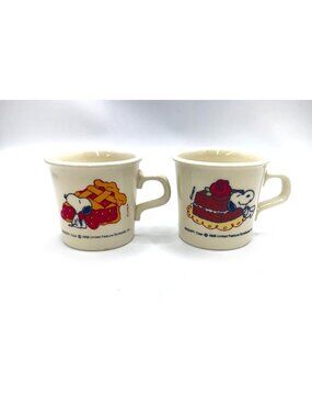 Peanuts Snoopy 1958 Vintage Taylor International Ceramic Mugs Set 2 USA Coffee T